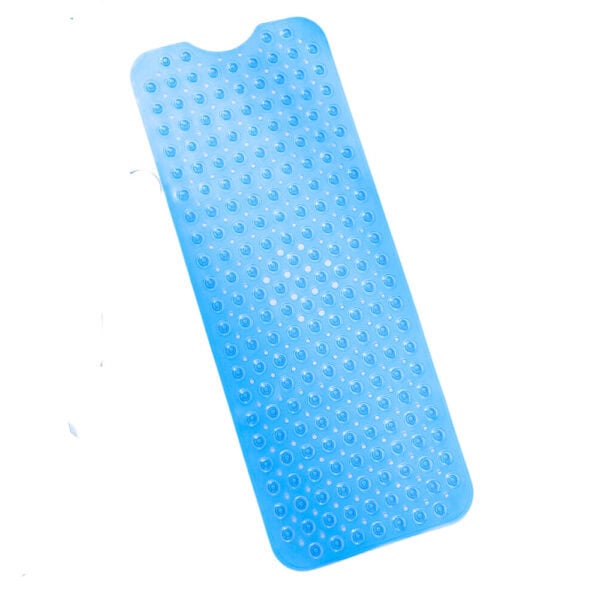 Blauwe antislip badmat met ronde noppen voor veiligheid.