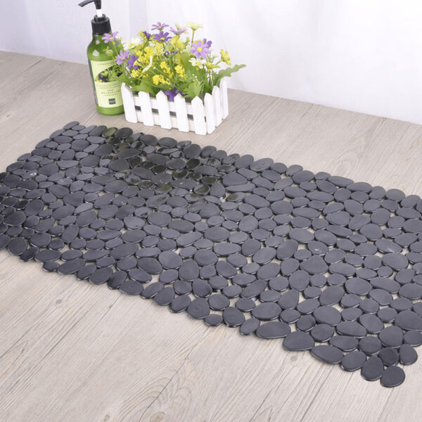 Antislip badmat van plastic met kiezelslook, zwart, voor badkamer.