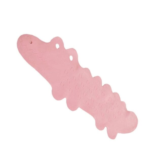 Baby badmat antislip in roze krokodilvorm met textuur.