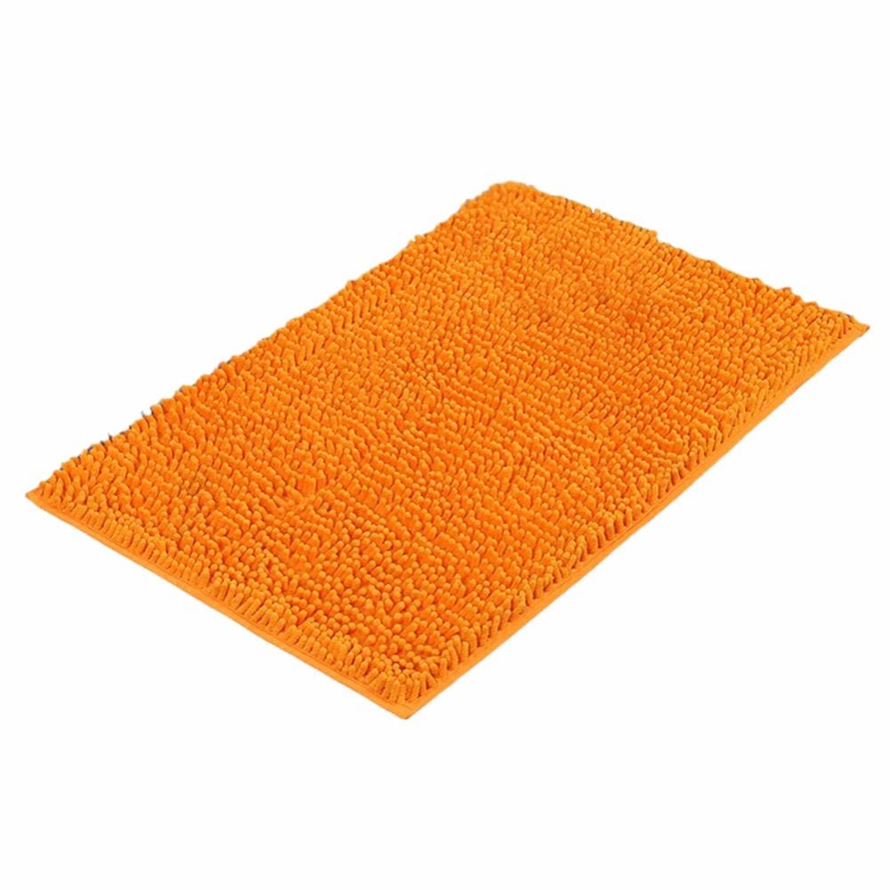 Oranje chenille badmat voor badkamer tapijt.
