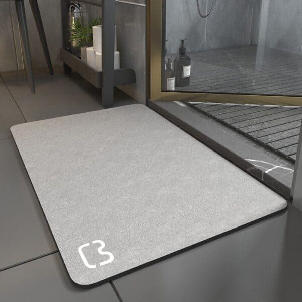 Diatomee badmat 90 cm, grijs, voor badkamer, anti-slip, modern design.