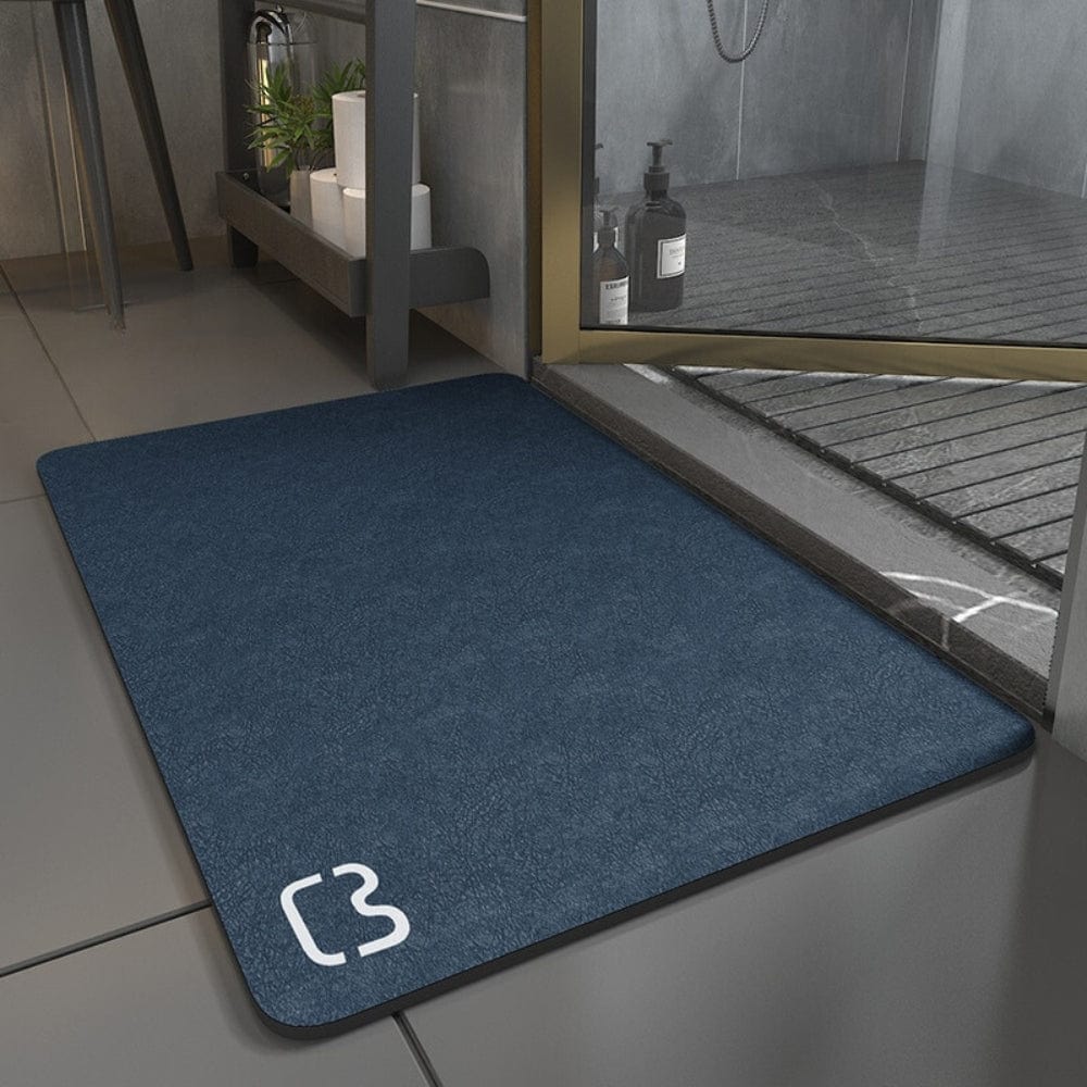 Diatomiet badmat 80cm blauw, anti-slip, voor badkamer.