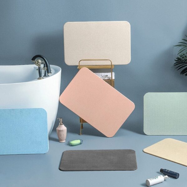 Diatomieten antislip badmat in pastel kleuren voor badkamer.