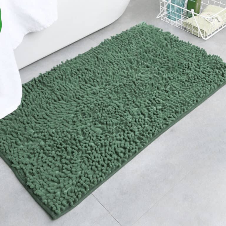 Donker Groene Badmat Chenille – Antislip Badkamer Mat