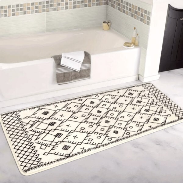 Extra grote badmat XXL met geometrisch patroon voor badkamer.