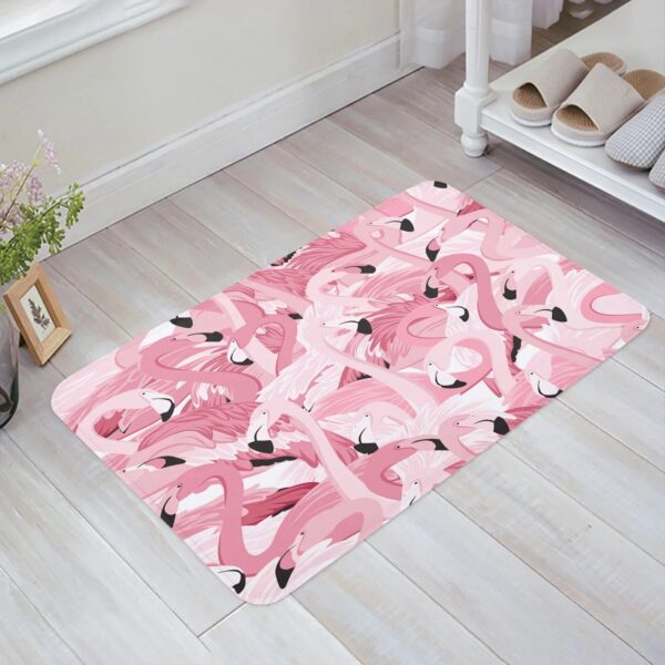 Roze flamingo badmat voor badkamer of keuken, decoratief en stijlvol.