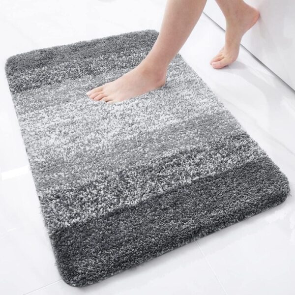 Grijs-wit badmat voor badkamer, zachte vloermat voor voeten.