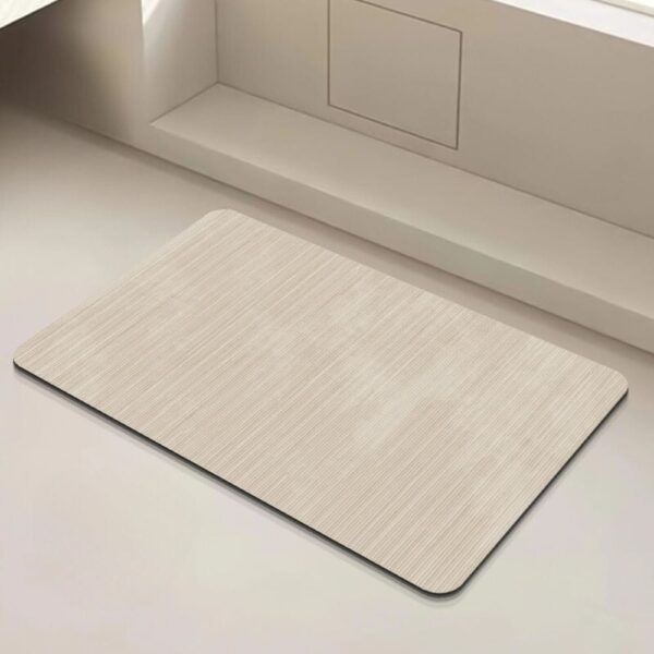 HydroZen badmat voor ontspanning in badkamer, licht houtlook, comfortabel en stijlvol.