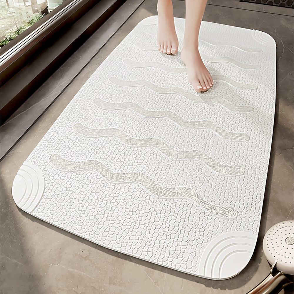 Italiaanse inloopdouchemat met golfpatroon, wit, anti-slip, badkamer.