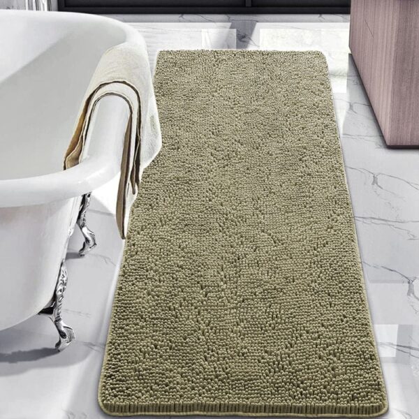 Kaki groene badmat met massage textuur voor badkamer.