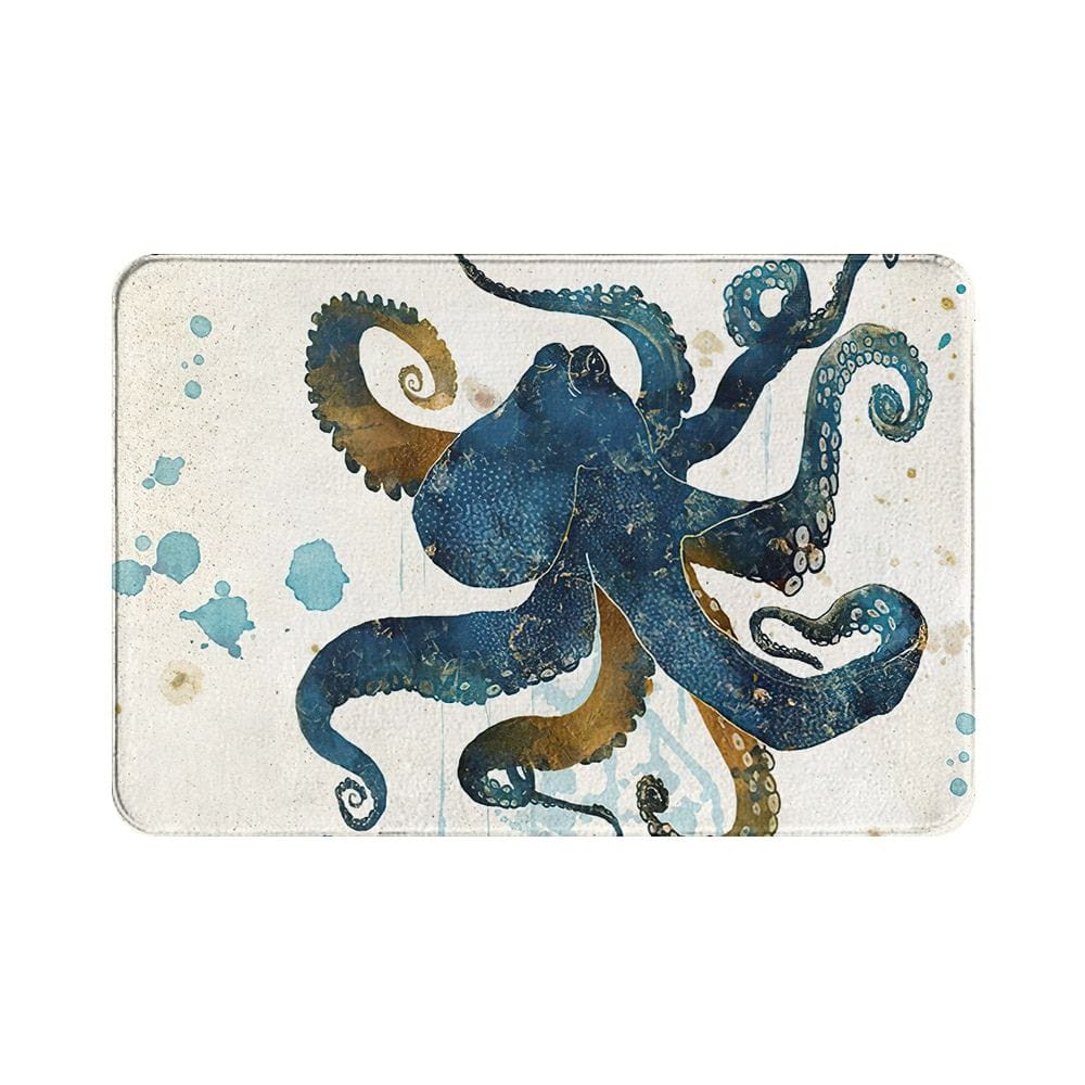 Kleine luxe badmat met octopus ontwerp, fantasie, badkamerdecoratie.