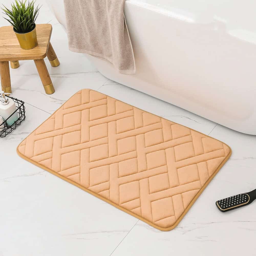 Luxe dikke badmat met ruitpatroon voor badkamer comfort.