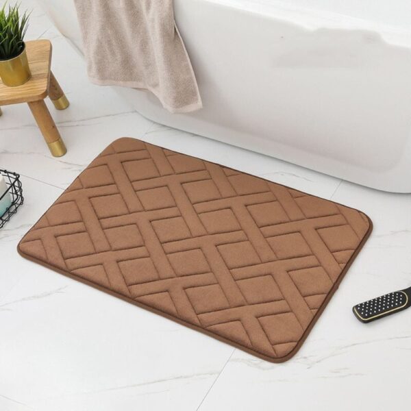 Luxe dikke badmat met geometrisch patroon voor badkamer.