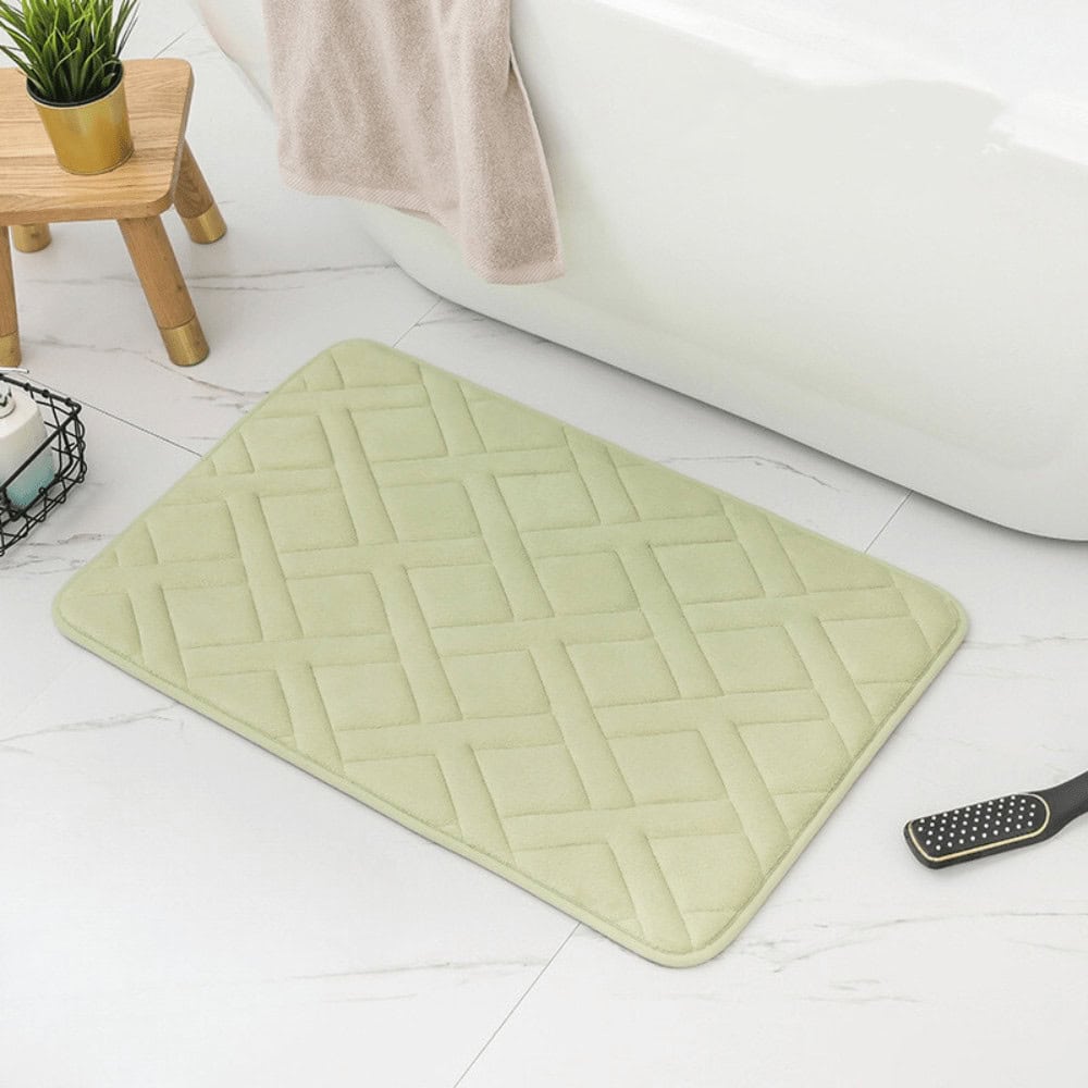 Luxe dikke badmat in mintgroen met quilting, voor badkamercomfort.