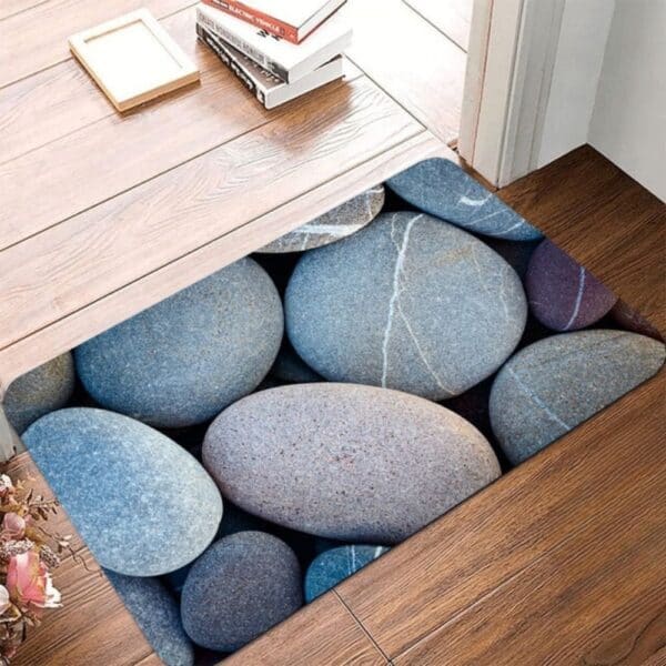 NaturaLux badmat met natuurlijke steenprint, decoratief en functioneel voor badkamer of entree.