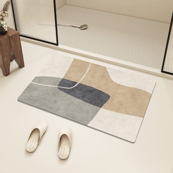 Natuurlijke diatomee badmat met abstract patroon voor badkamer.