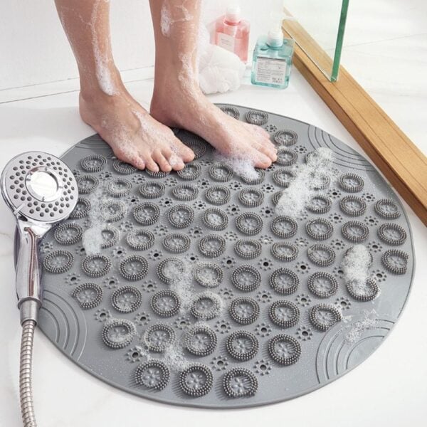 Ronde douchemat anti-slip met schuim, voor veilig baden en douchen.