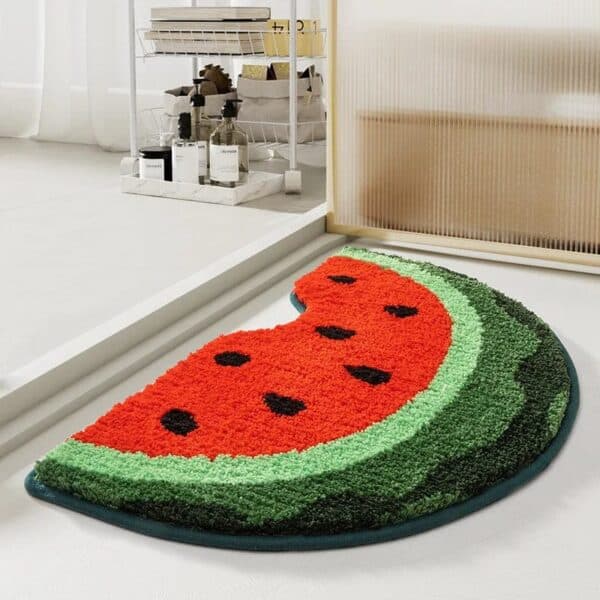Uniek ontworpen watermeloen badmat voor badkamer.