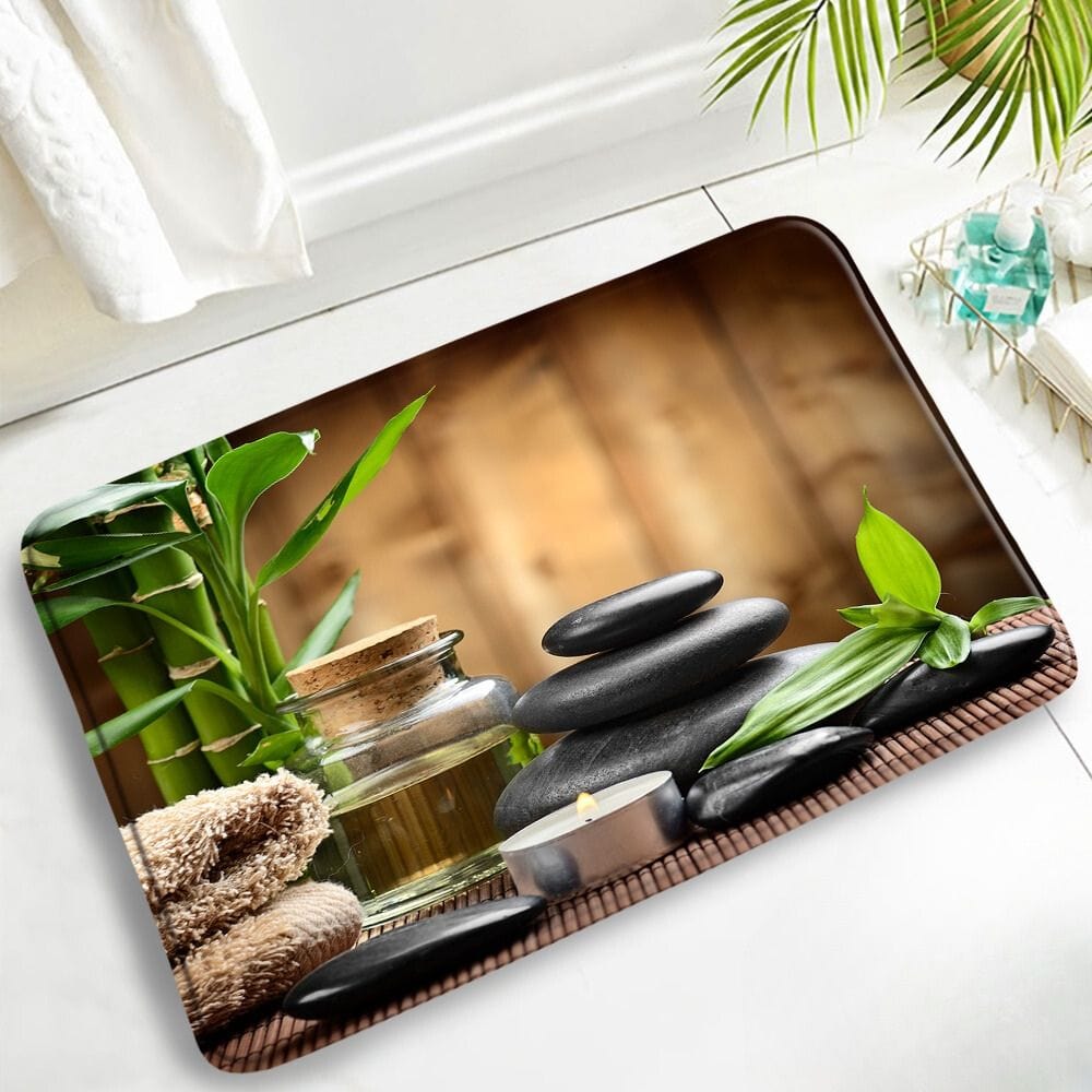 Zen badmat met antislip oppervlak en spa-ontwerp.