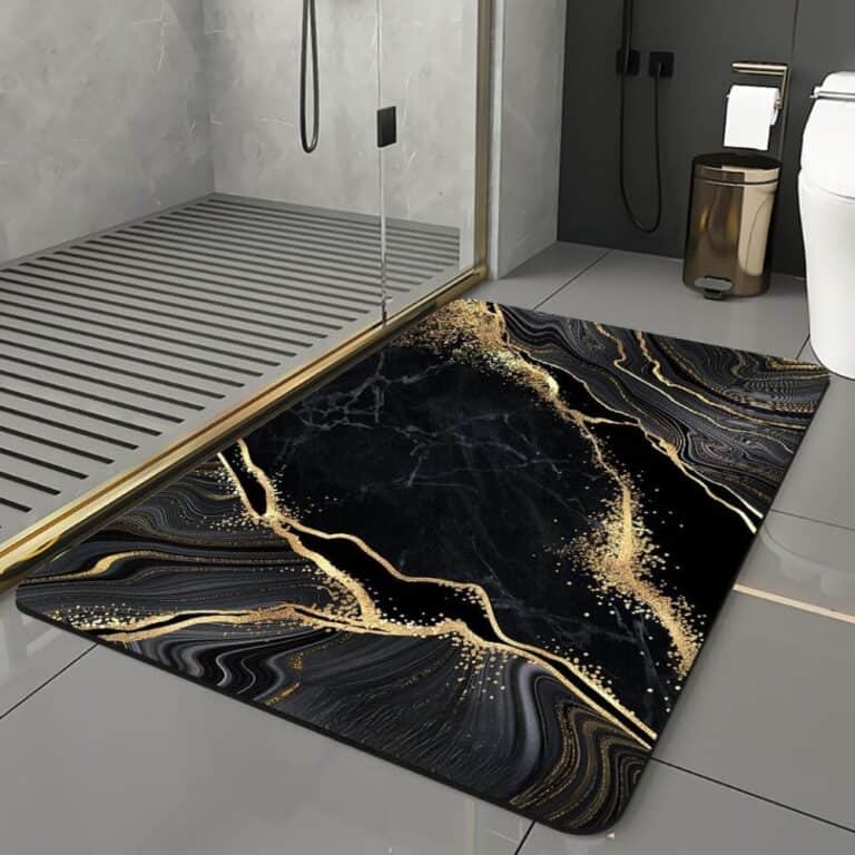 Zwarte en Gouden Badmat - Luxe Badkameraccessoire
