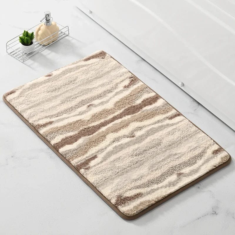 Badkamermat met zebra-achtig patroon, vloertextiel voor badkamer.