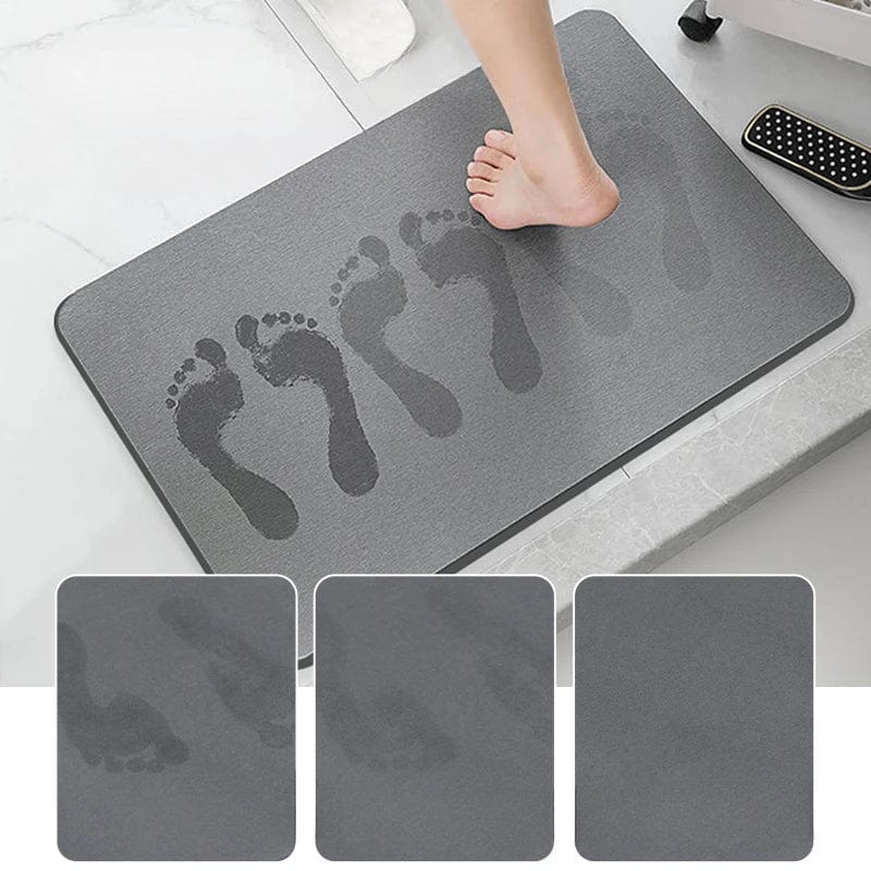 Grijze badkamerstenenmat met voetafdrukken, anti-slip, voor bad en douche.