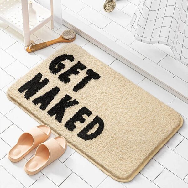 Badmat Get Naked - Tapijt voor badkamer met humoristische tekst.