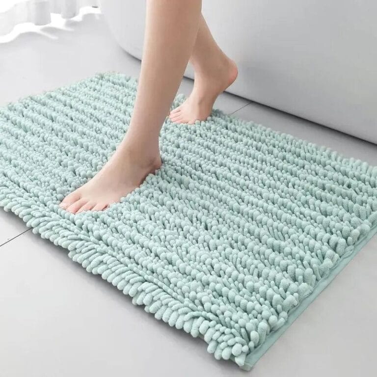 Chenille Badmat Blauw Turkoois Groot Formaat