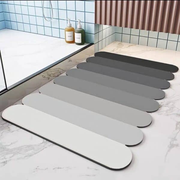 Diatoomsteen badkamer mat, absorberend, anti-slip, moderne kleuren.