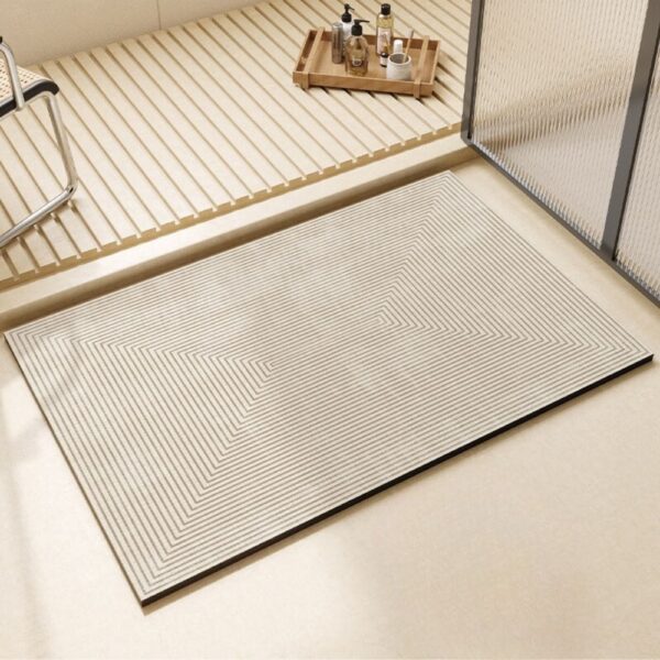 Diatoomsteen badmat groot formaat met geometrisch patroon voor badkamer.