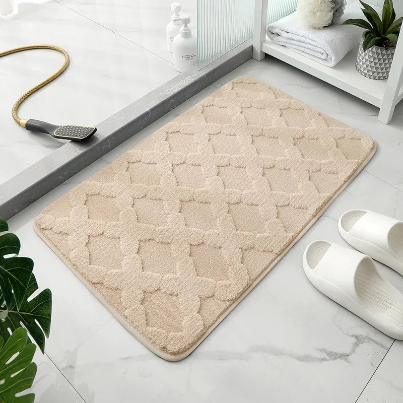Microvezel absorberende badmat met geometrisch patroon voor badkamer.