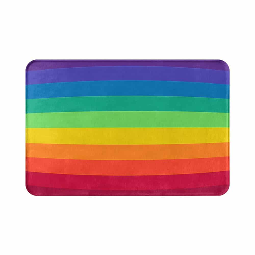 Regenboog badmat met kleurrijke strepen voor badkamer.