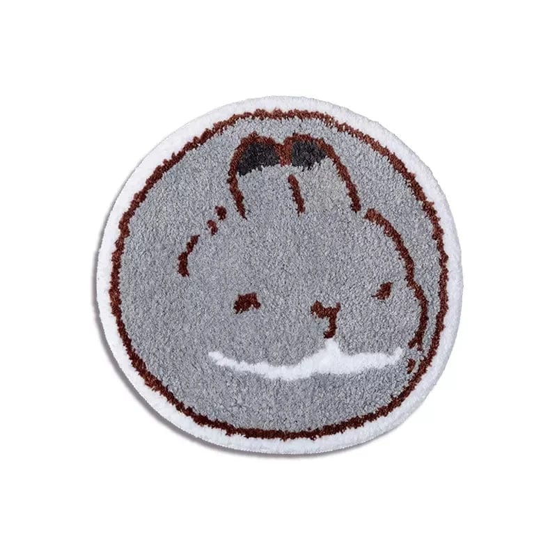 Ronde badmat met konijn ontwerp, comfortabel en stijlvol voor badkamer.