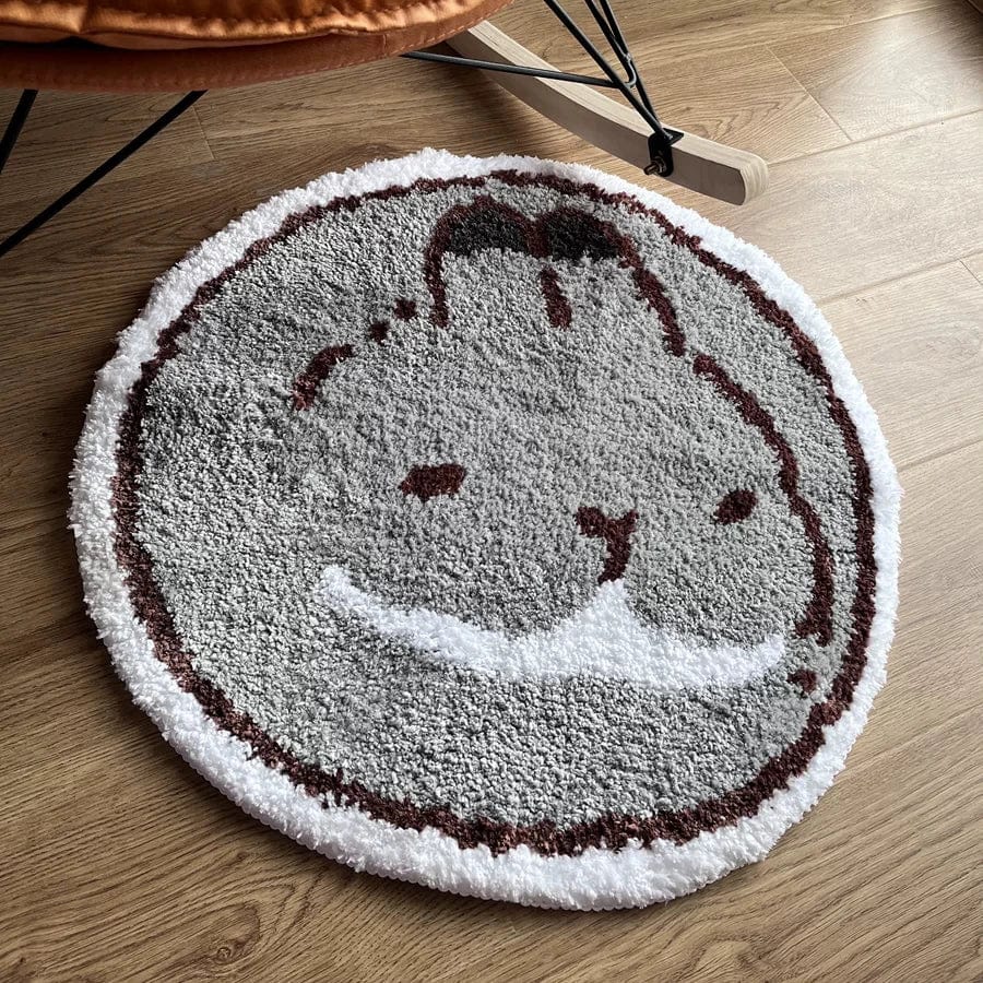 Ronde badmat met schattig diermotief, comfortabel voor badkamer.