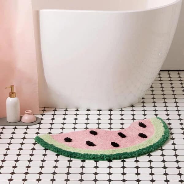 Watermeloen badmat antislip voor badkamer met kleurrijke fruitprint.