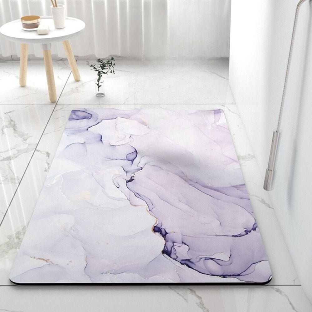 50x80 purple marble bath mat for modern bathroom decor.