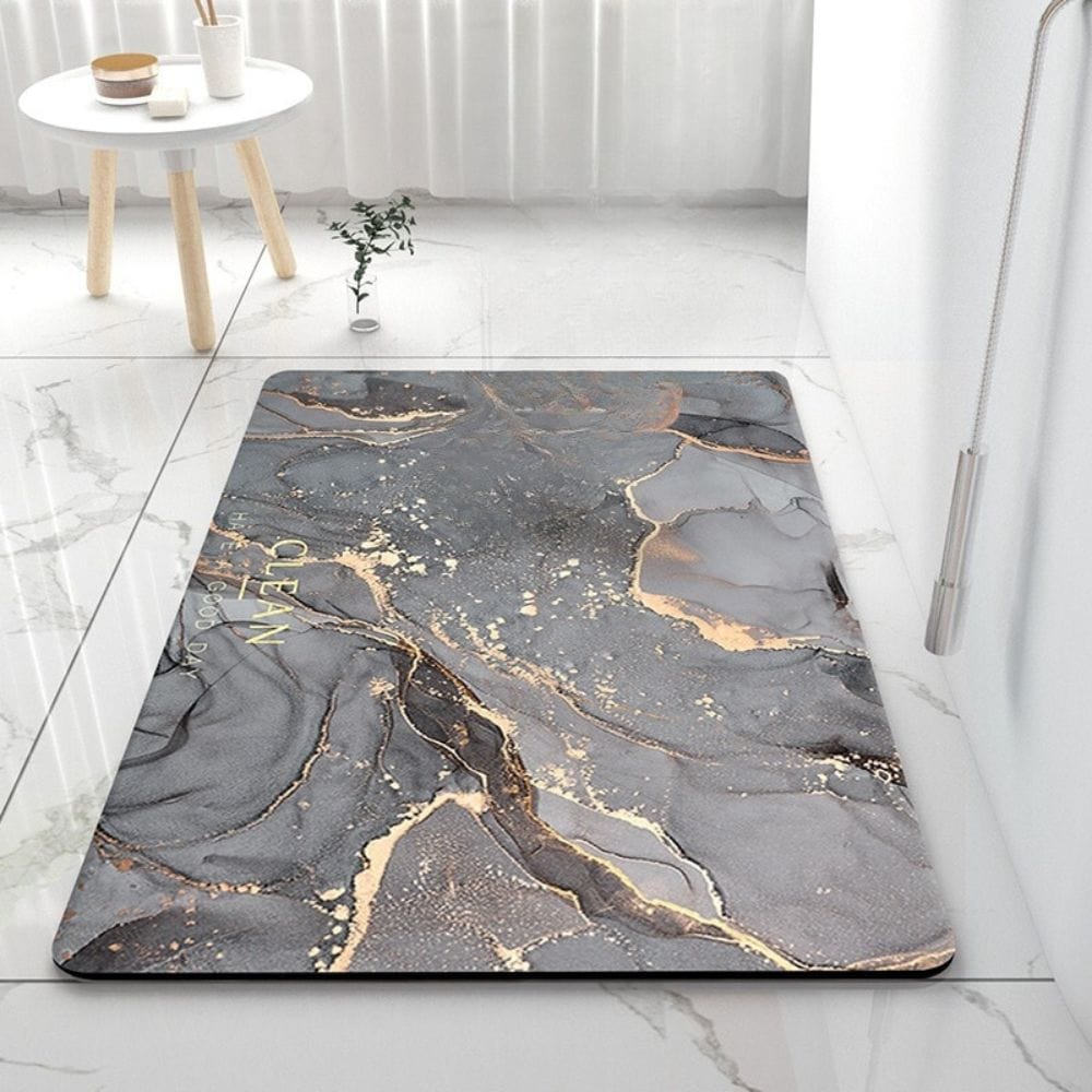 50x80 Bath Mat with Marble Gold Design for Modern Bathroom.