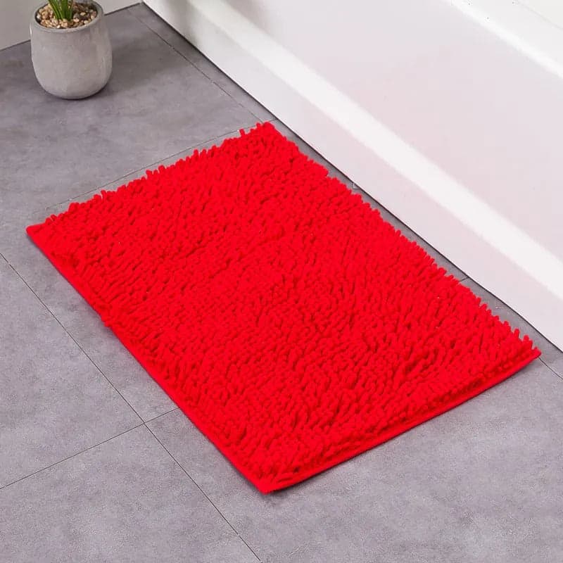 Red 60x90 Bath Mat for Bathroom, Soft Chenille Bath Rug.