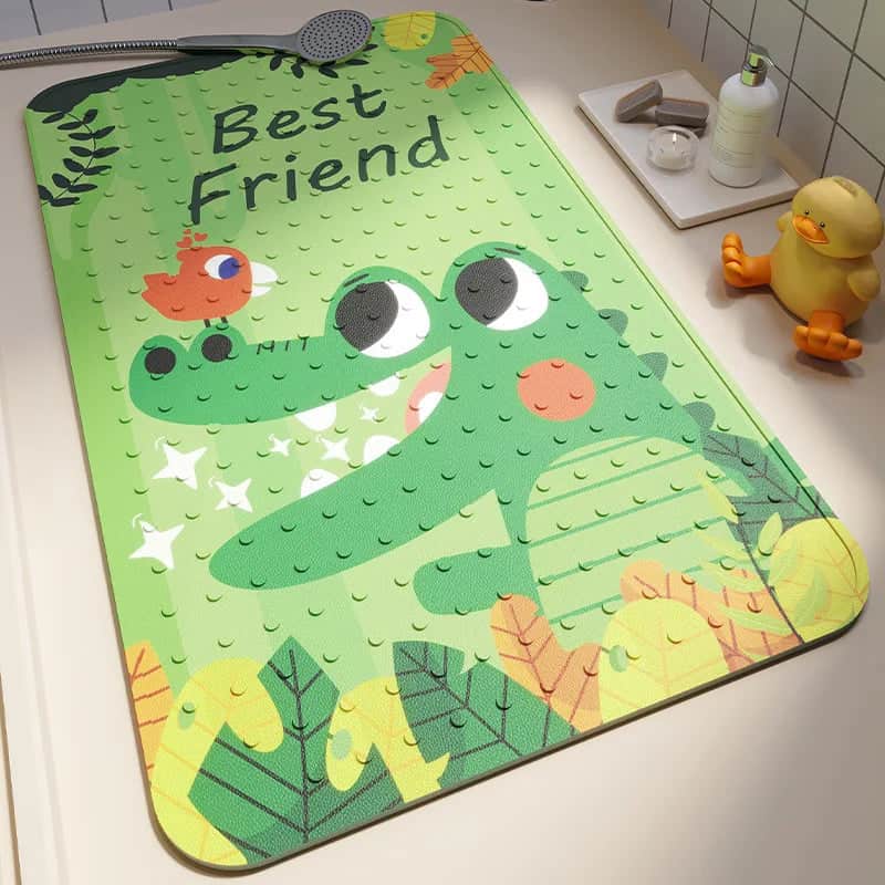Anti-Mould Baby Bath Mat with Cute Crocodile Design.