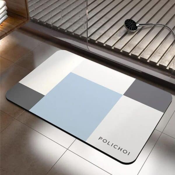 Modern anti-slip bath mat with geometric pattern for bathroom safety.