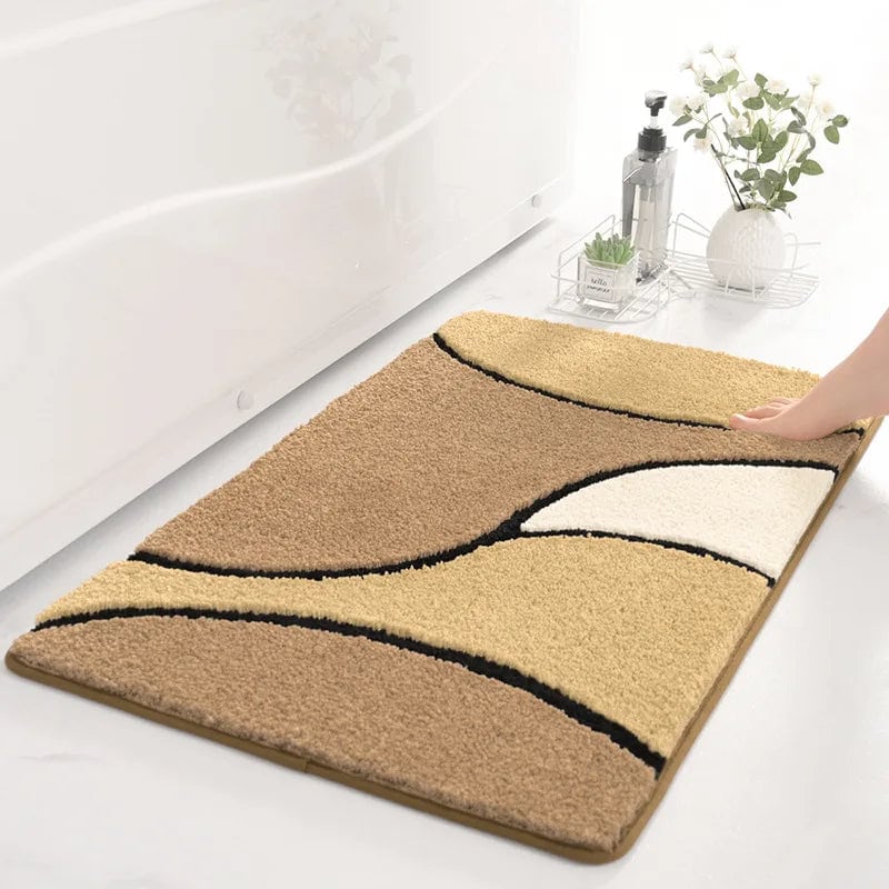 Artsy Bath Mat with Abstract Design for Modern Bathroom.