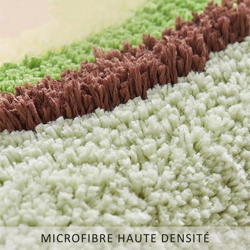 Avocado bath mat with microfibre high density texture in green, brown and cream colors.