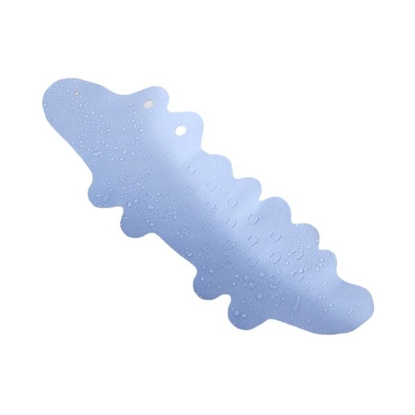Baby bath mat for tub with non-slip texture and water droplets.