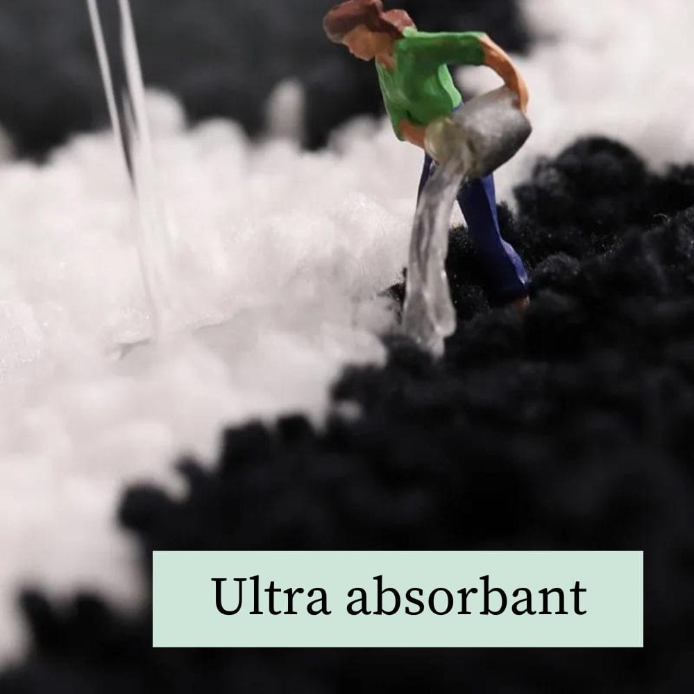 Black and white checkered bath mat ultra absorbent, water absorption demonstration.