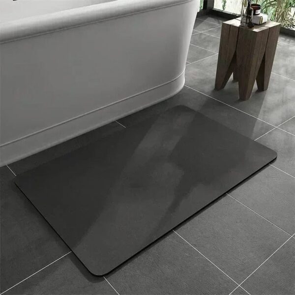 Black non-slip bath mat for bathroom safety and style.