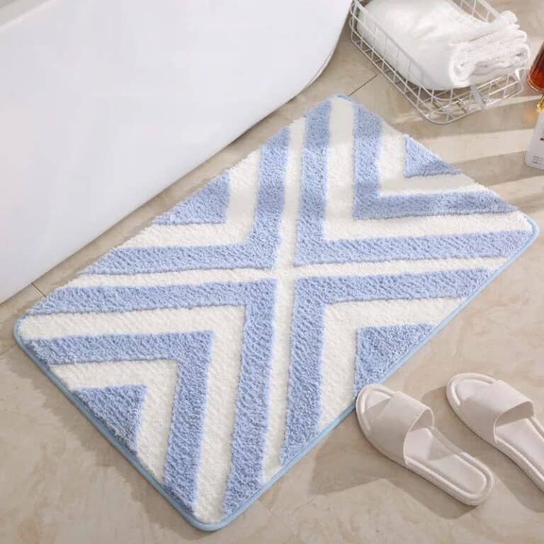 Blue Striped Bath Mat