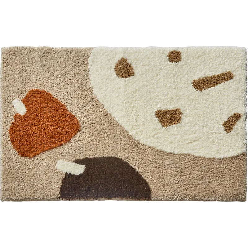 Brown and cream abstract pattern bath mat for bathroom.