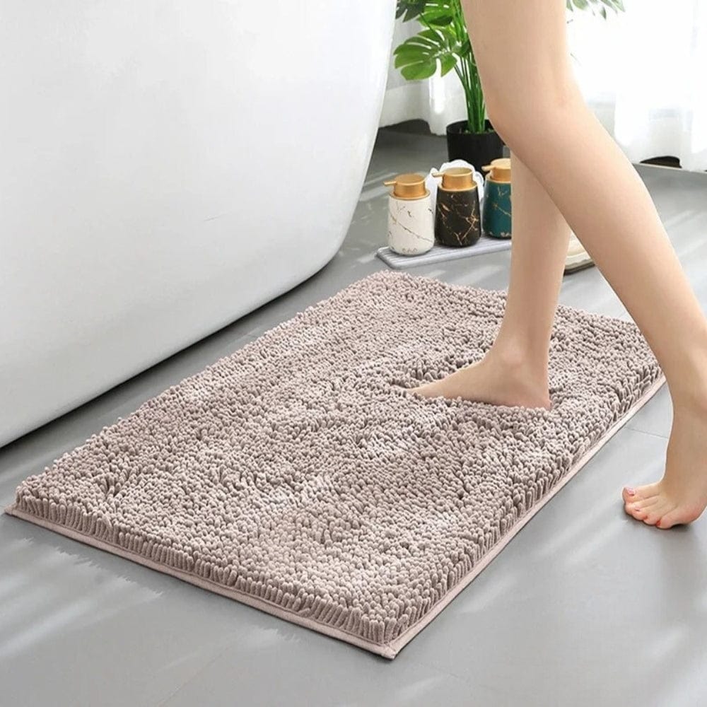Soft Chenille Bath Mat for Bathroom Comfort.