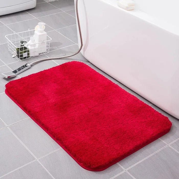 Cute blue bath mat for bathroom, soft plush, non-slip, cozy, modern decor.