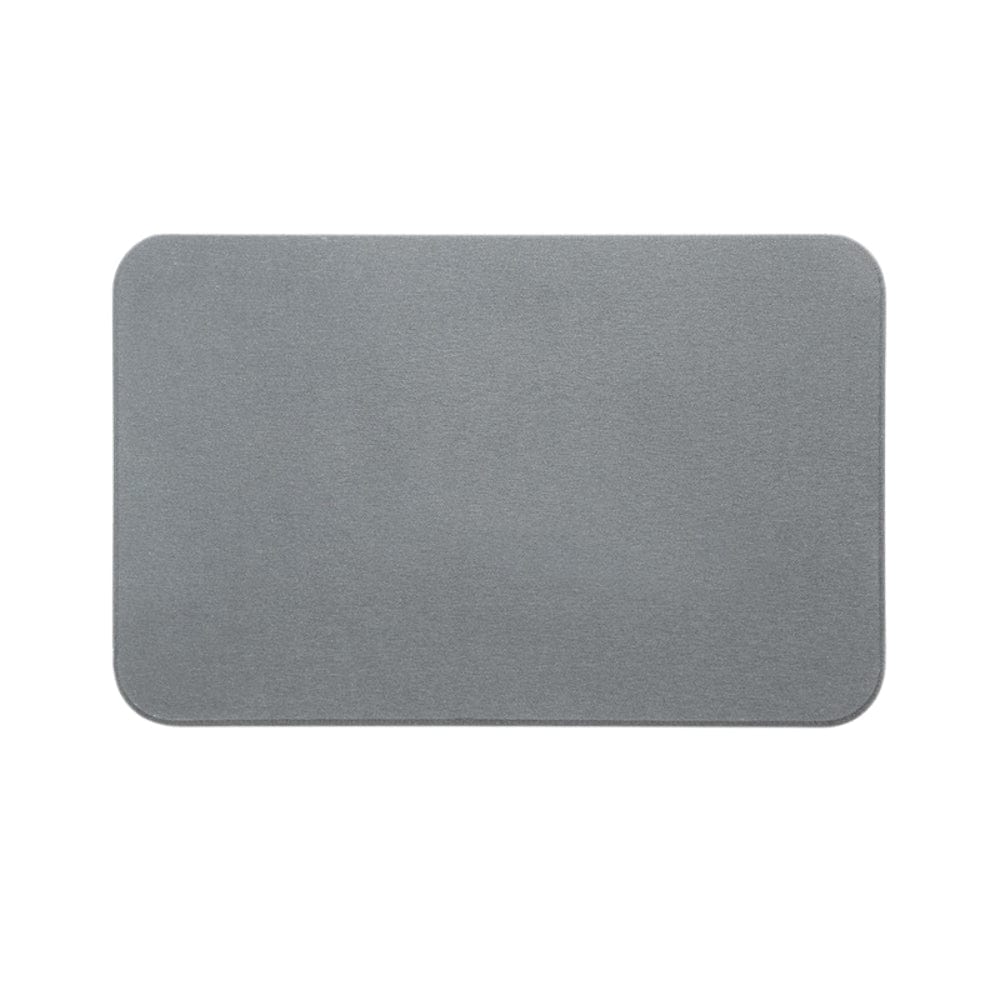 Diatomite bath mat, soft absorbent grey rug for bathroom.